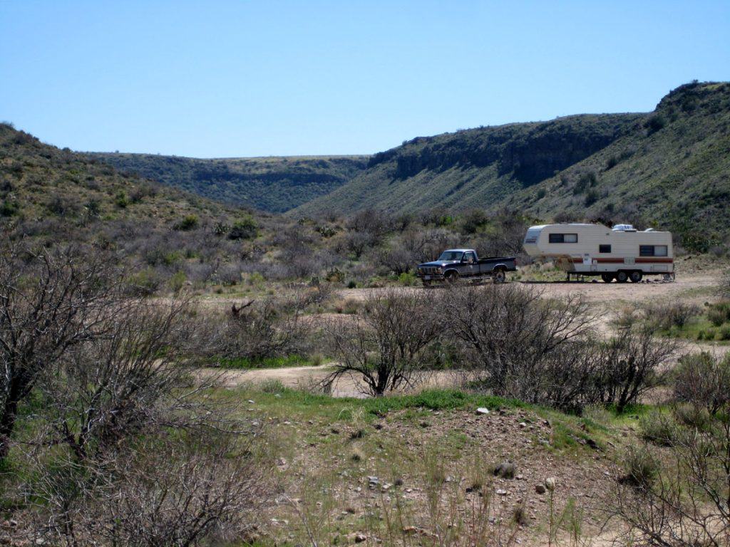 RV camping with truck and 5th wheel