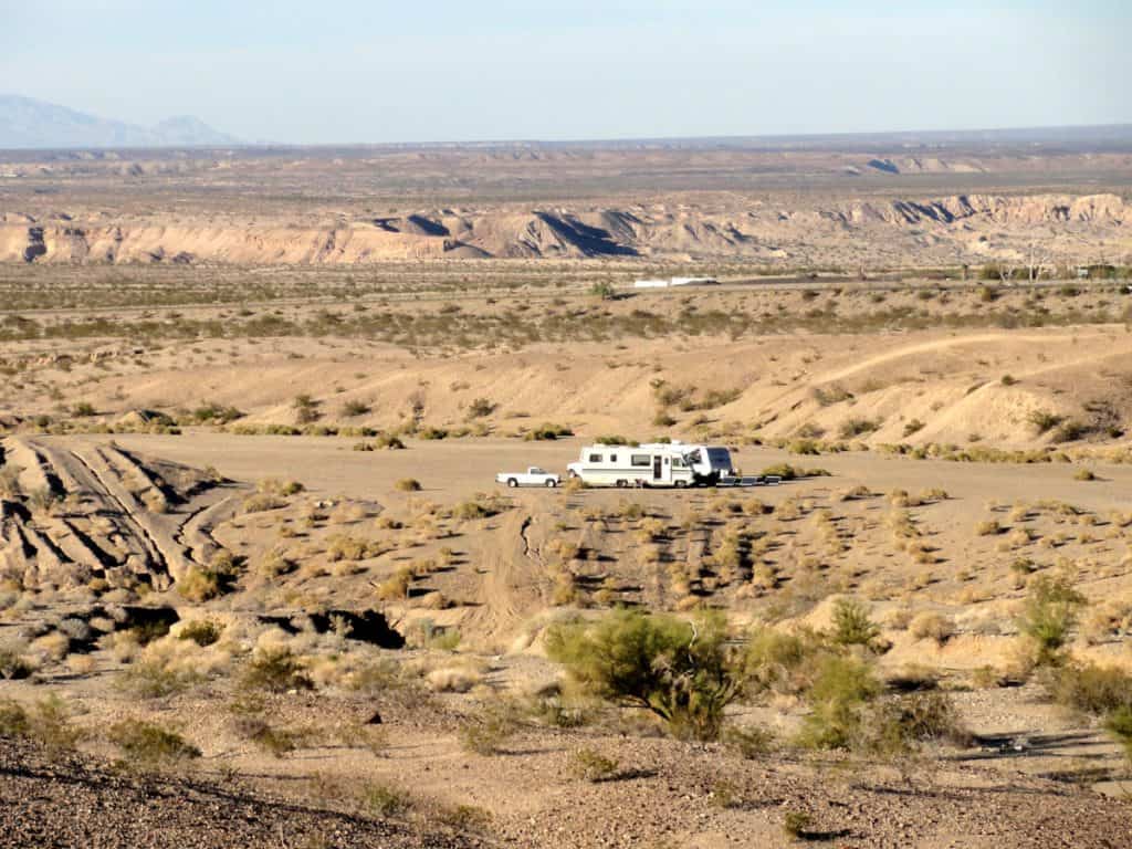 RV camping off Needles Mountain Road above the Colorado River