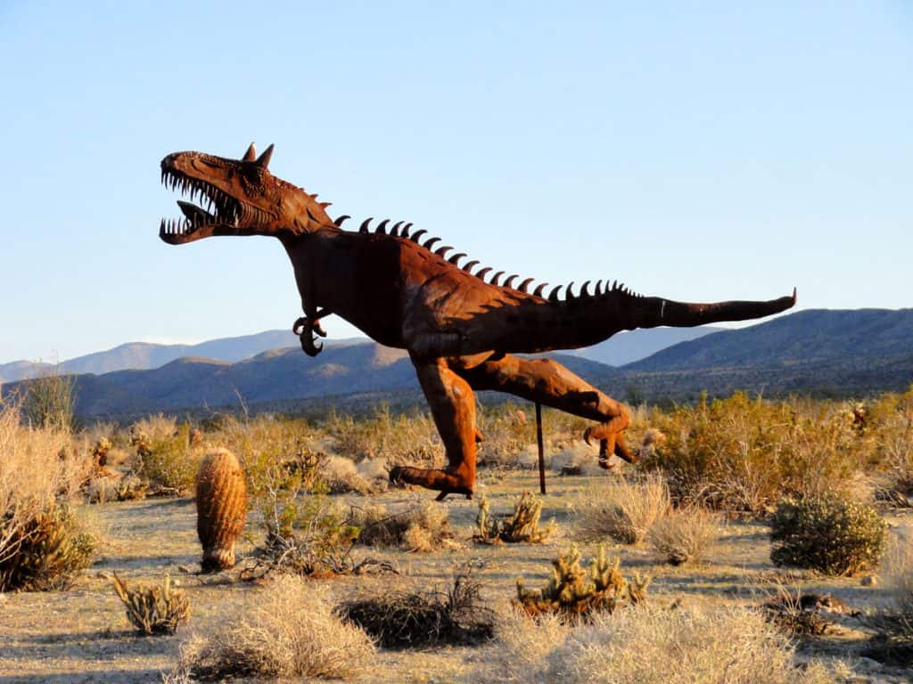 Carnotaurus sculpture at Galleta Meadows