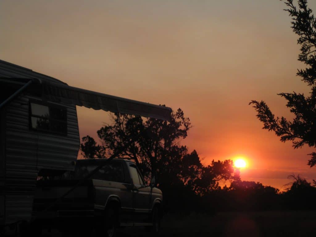 Sunrise while camping in the Coconino National Forest east of the monument