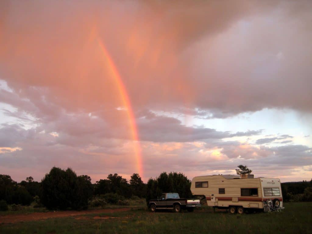 Rainbow while camping north of the monument in the Coconino National Forest
