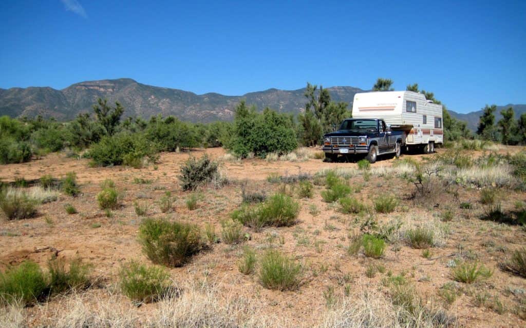RV camping below the Black Hills in the Prescott National Forest, Arizona
