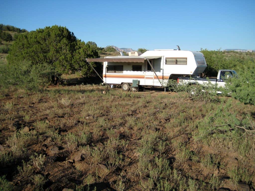 RV camping off Forest Road 525 near Sedona, Arizona