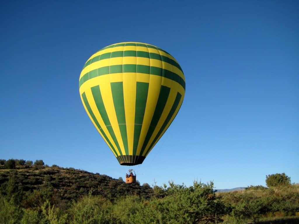 Hot air balloon landing near Sedona, Arizona